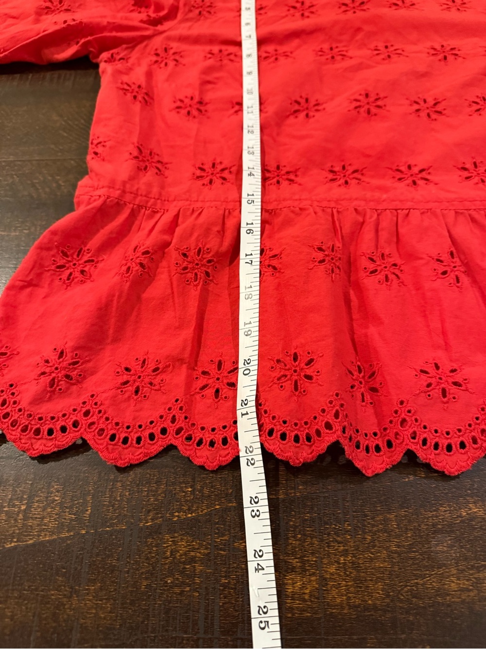 Madewell Eyelet Keyhole Peplum Top Red Cotton Blouse Medium - Picture 9 of 11